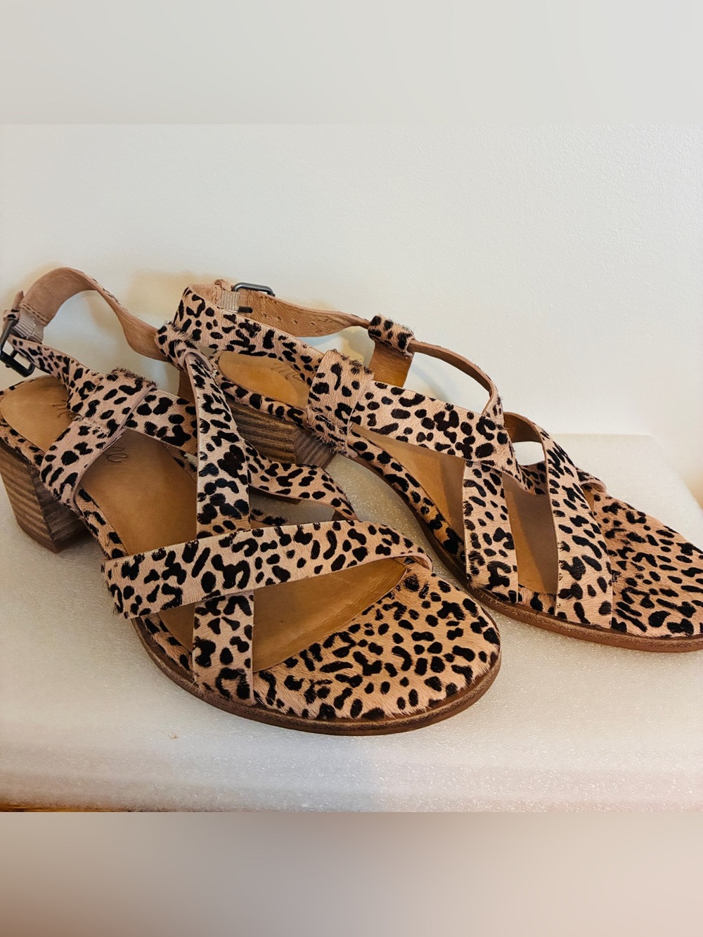 Madewell Leopard Print Calfhair Strappy Women's Sandals - Tan/Black